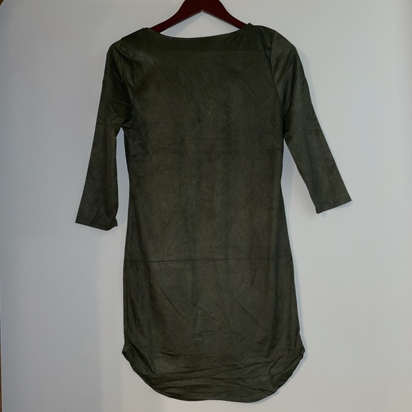 Soft Moves Suede Mini Dress- Olive - Picture 8 of 8